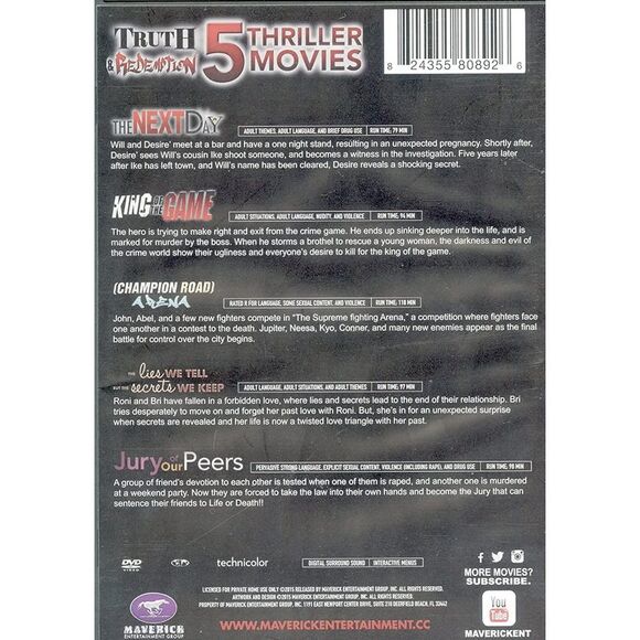 Truth & Redemption: 5 Thriller Movies DVD - Picture 3 of 3